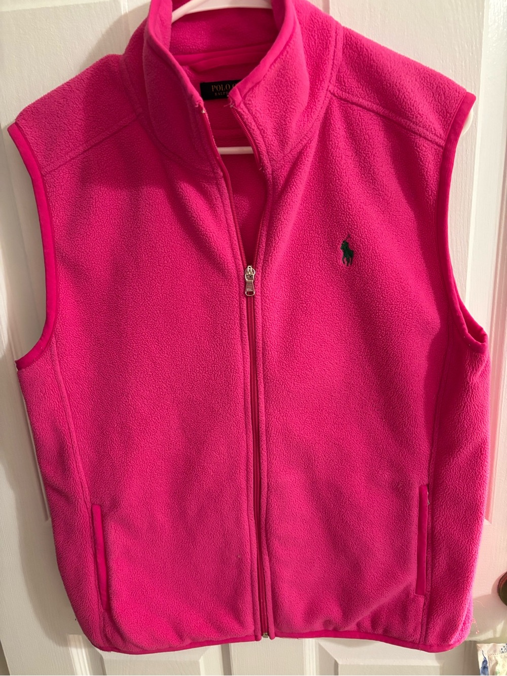 Polo by Ralph Lauren BrightPink Fleece Zip Vest ladies large